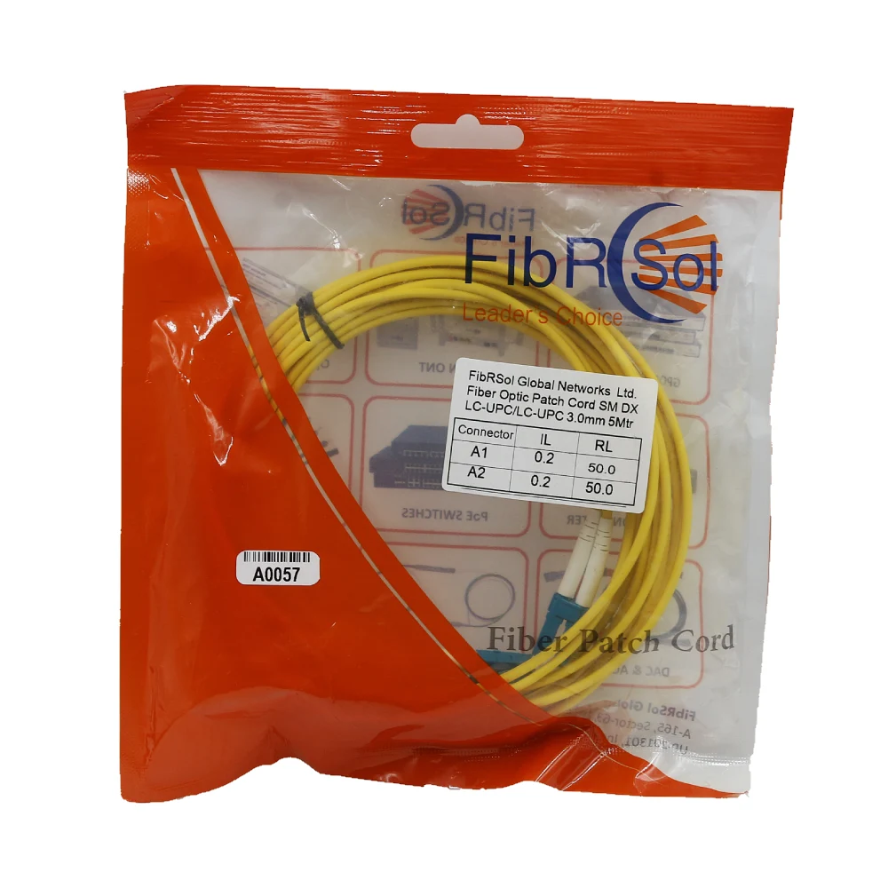 FIBRSOL FIBER PATCH CORD LC/UPC-LC-UPC DUPLEX 3.0mm 5m